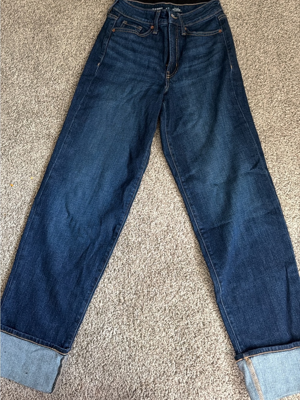 Old Navy High-Rise Dark Wash Cuffed Straight Jeans